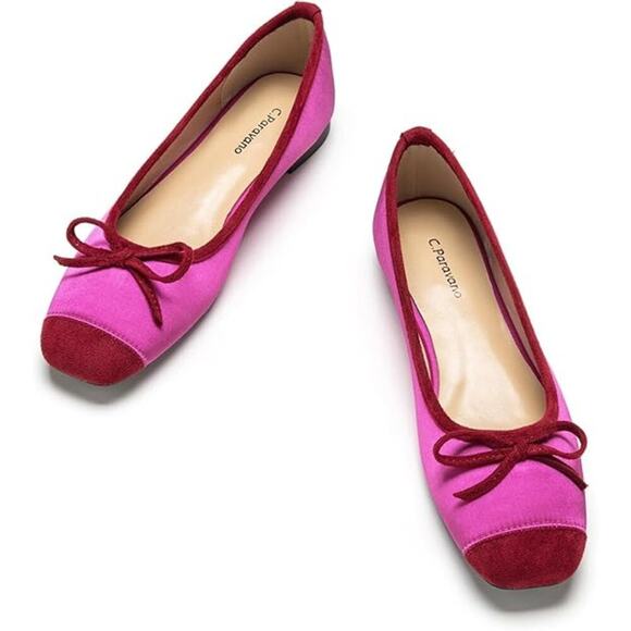 C.Paravano Shoes - C.Paravano Flats Shoes for Women Hot Pink Ballet Flats Square Toe Hot Pink
